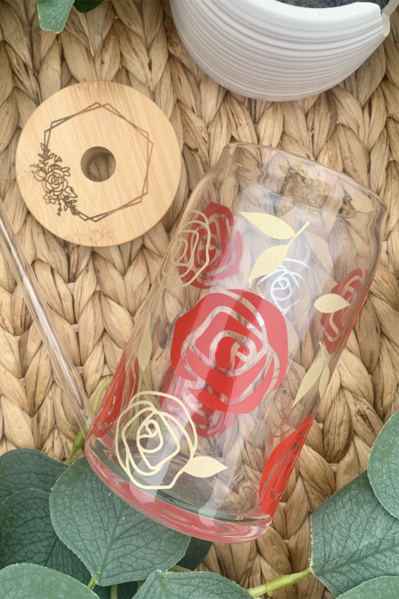 Libbey Glass Rose Beer Can