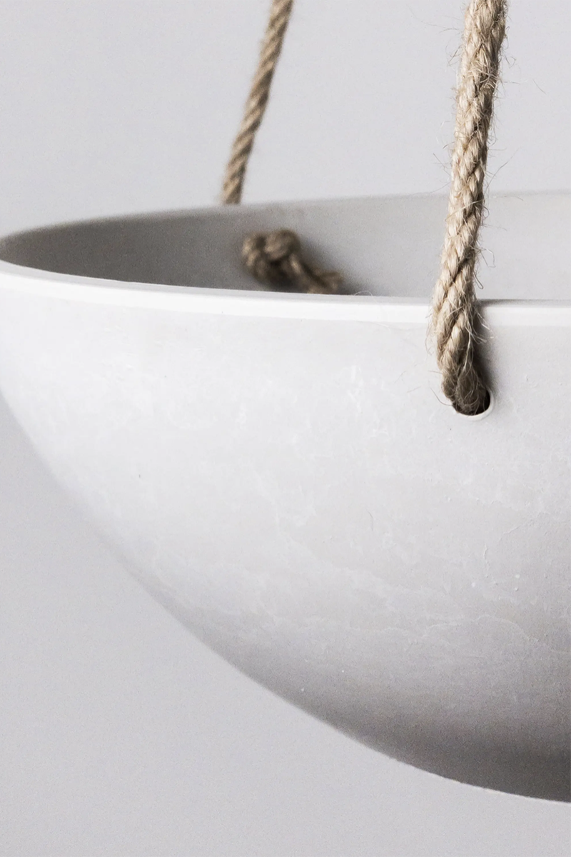 white hanging planter outdoor 12" Signature Stone Hanging Planter with Drainage