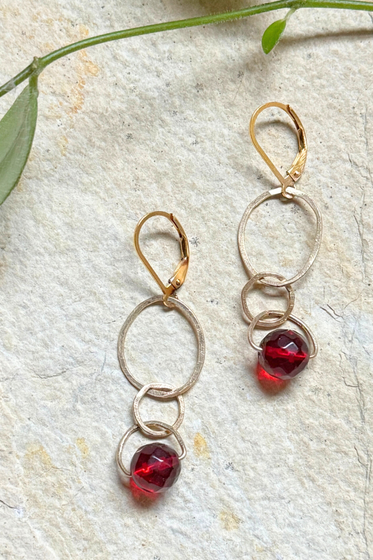 Deep Red Amber Earrings