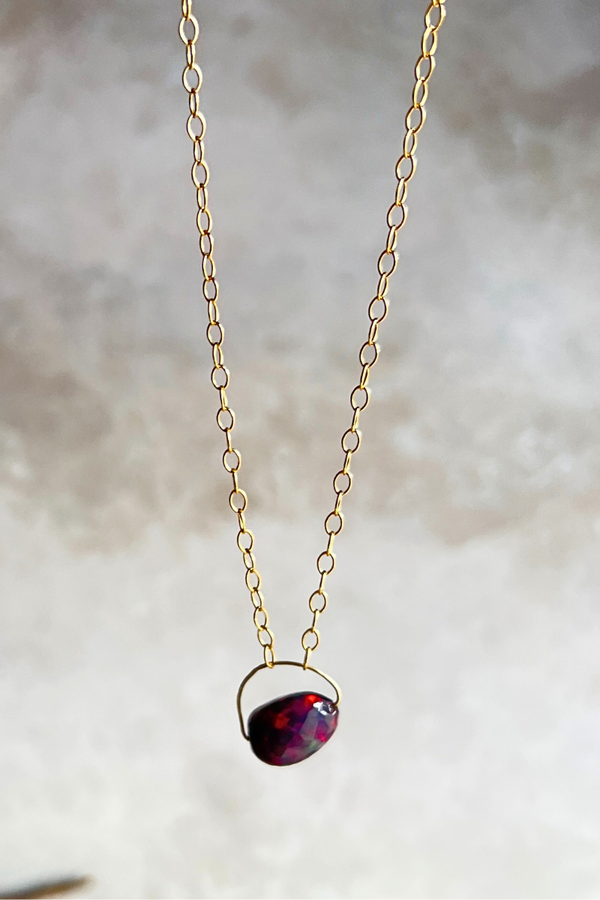 Black Opal Pendant Necklace