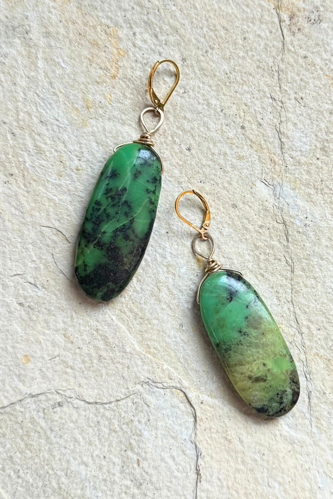 African Chysoprase Nugget Earrings