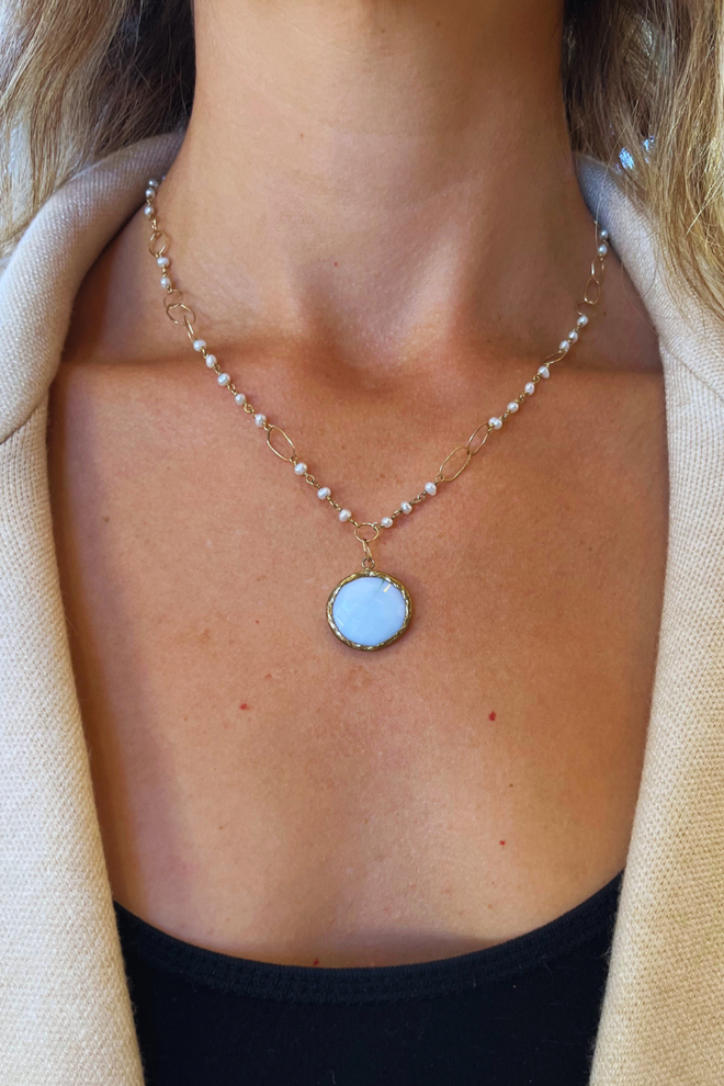 Pearls & Aquamarine Necklace