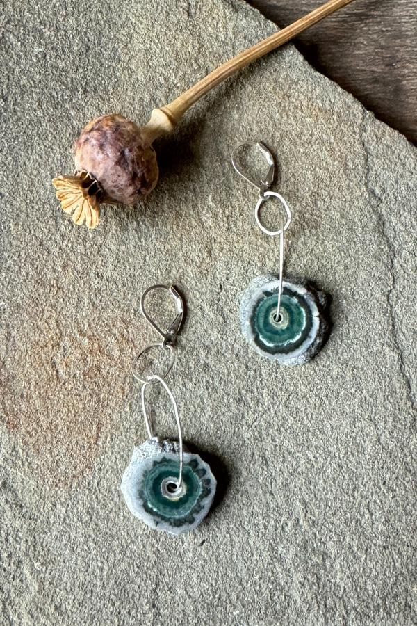 Druzy Quartz Round Earrings