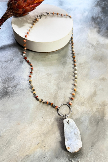 Fire Opal + Druzy Quartz Necklace