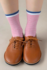 Striped Crew Sock- Red