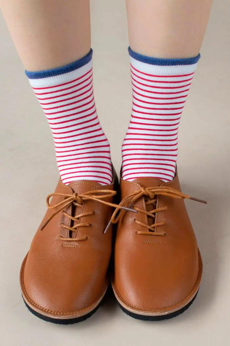 Striped Crew Sock- Red