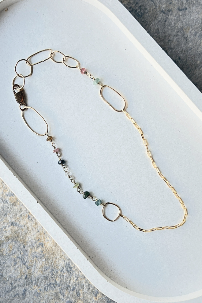Tourmaline + Gold Anklet