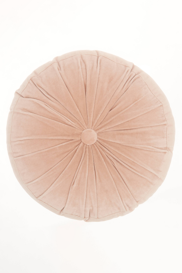 Round Ruched Velvet Pillow