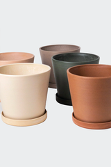 7" Tapered Signature Planter Pot & Saucer Set EARTH Tones